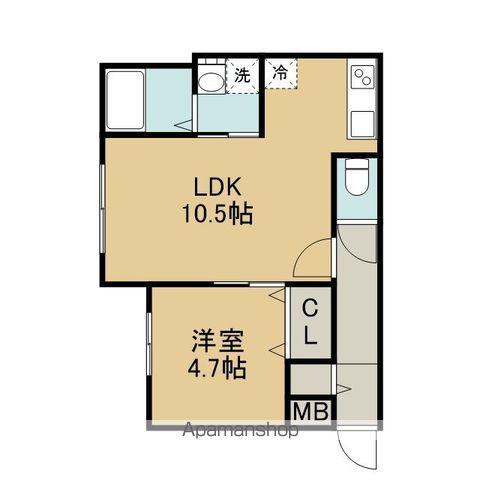 NOBEL VISTA ENI(1LDK/1階)の間取り写真