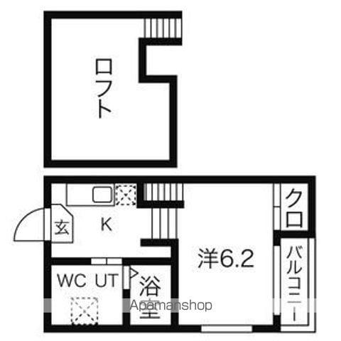 グラード旭ヶ丘(1K/2階)の間取り写真