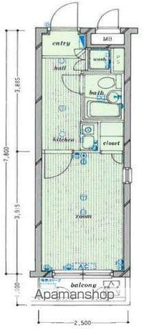 サンテミリオン中野富士見町駅前(1K/2階)の間取り写真