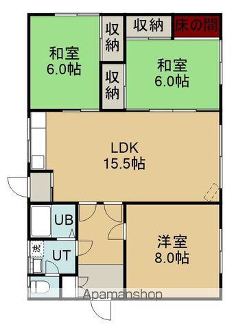 函館市電本線湯川線 杉並町駅 徒歩27分 1階建 築52年(3LDK)の間取り写真