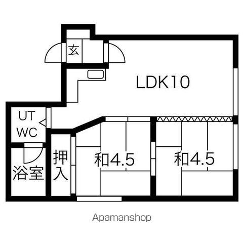 サテライト山鼻B棟(2LDK/1階)の間取り写真