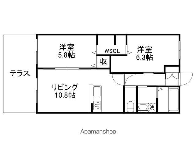 GRANDIOSO(2LDK/1階)の間取り写真