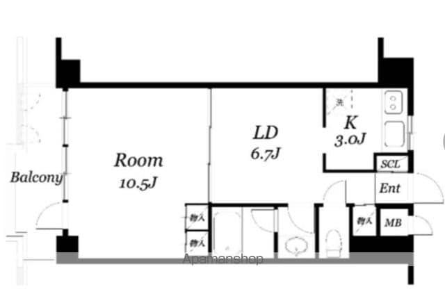 メゾンドゥース南麻布(1LDK/3階)の間取り写真