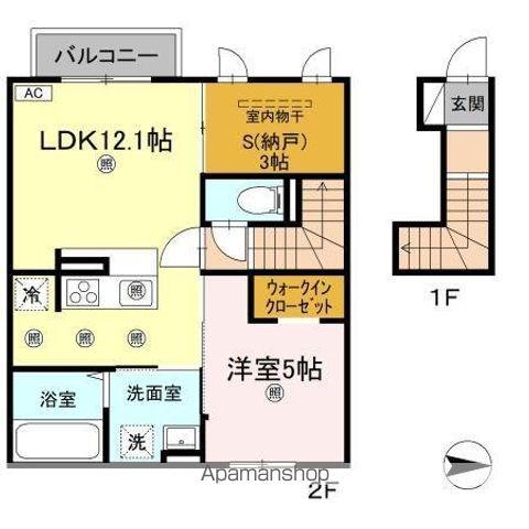 メゾン リノ(1LDK/2階)の間取り写真