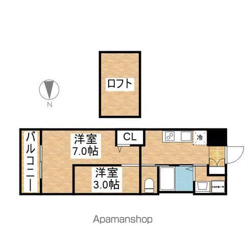 FLAT御器所(1LDK/3階)の間取り写真