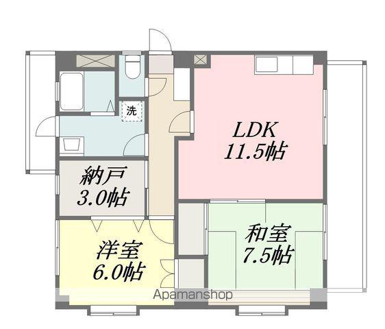 フラット・パインヒル(2SLDK/1階)の間取り写真