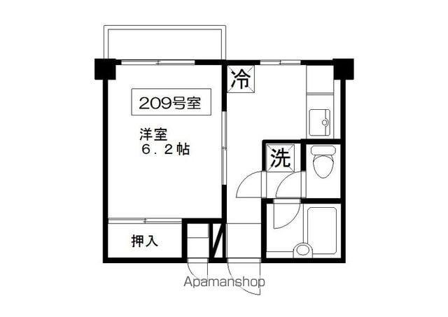 シェイクグラスアーバンハイム石神井(1K/2階)の間取り写真