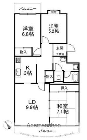 サンライトパストラル参番街(3LDK/4階)の間取り写真