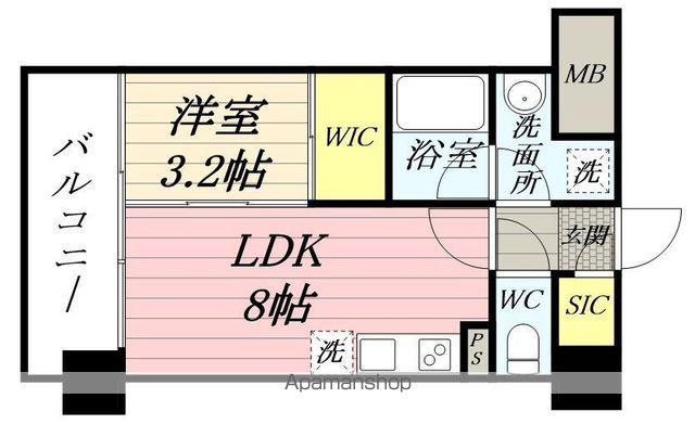 デュオフラッツ仙台木町通リネア(1LDK/12階)の間取り写真