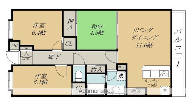 MFPRコート宮町(3LDK/8階)の間取り写真
