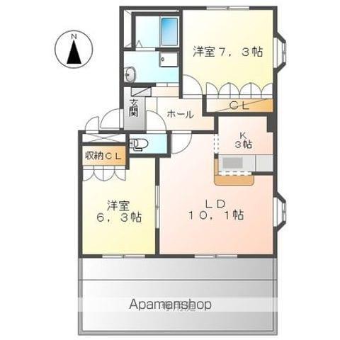 ルトゥール(2LDK/1階)の間取り写真