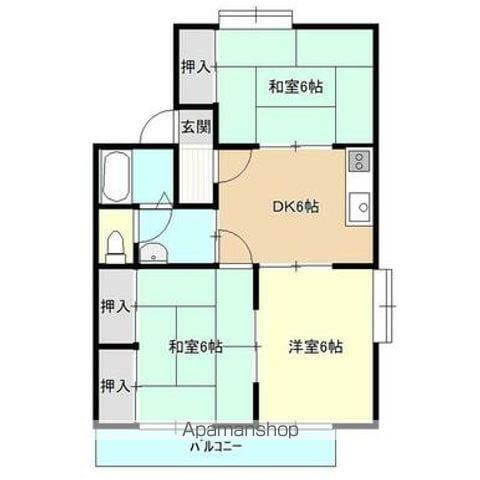 ロイヤルファミールB(3DK/1階)の間取り写真