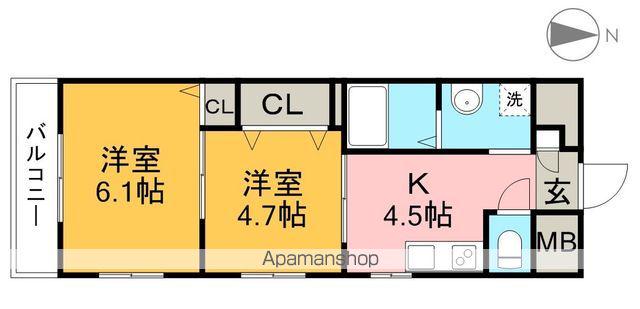 PERLA南川添Ⅱ(2K/2階)の間取り写真