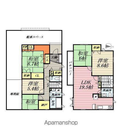 横浜線 大口駅 徒歩26分 2階建 築30年(5LDK)の間取り写真