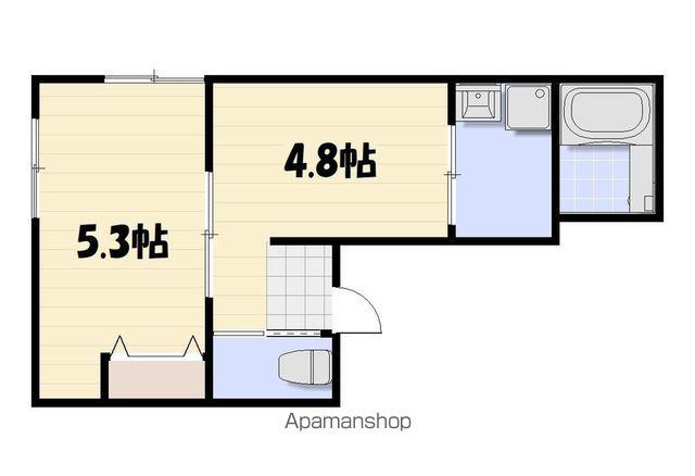 LYK都町B棟(1DK/1階)の間取り写真