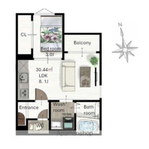 REGALEST東照宮南(1LDK/1階)の間取り写真