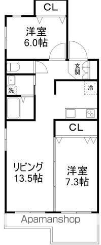 グランピリエ(2LDK/1階)の間取り写真