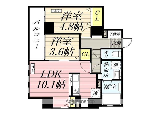 プレディアコート妙蓮寺(2LDK/2階)の間取り写真