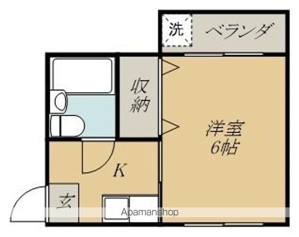 KAURASOUB棟(1K/1階)の間取り写真