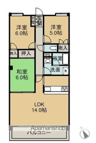 セントラル古江Ⅱ(3LDK/2階)の間取り写真