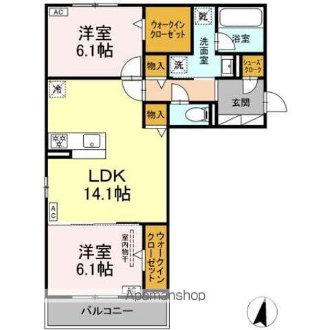 プルミエラムール(2LDK/2階)の間取り写真