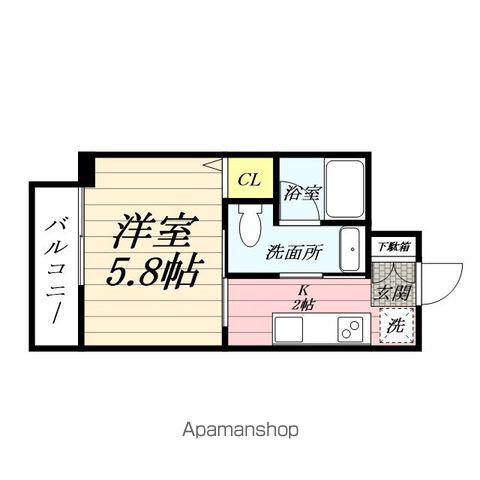 ネオマイム鶴見フルレゾン(1K/4階)の間取り写真