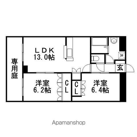 シーサイドヒルズHK2(2LDK/1階)の間取り写真