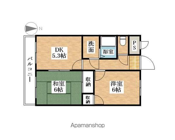 ロイヤル栄光(2K/4階)の間取り写真
