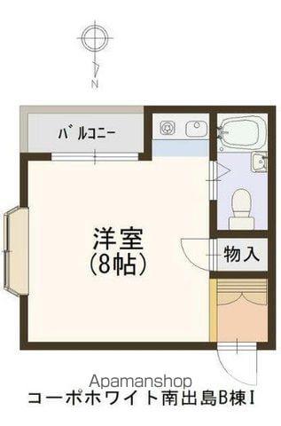 コーポホワイト南出島B棟(ワンルーム/3階)の間取り写真