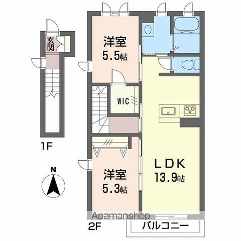 スパジオコモド蔵2(2LDK/2階)の間取り写真