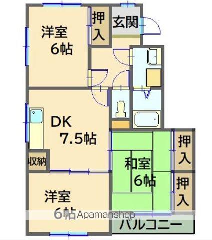 マンションブライト(3DK/2階)の間取り写真