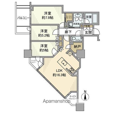 ベイサイドタワー晴海(3LDK/22階)の間取り写真