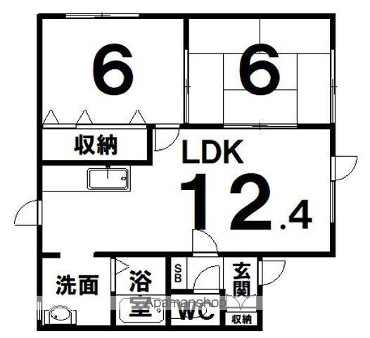 パレーシャル緑ヶ丘(2LDK/2階)の間取り写真