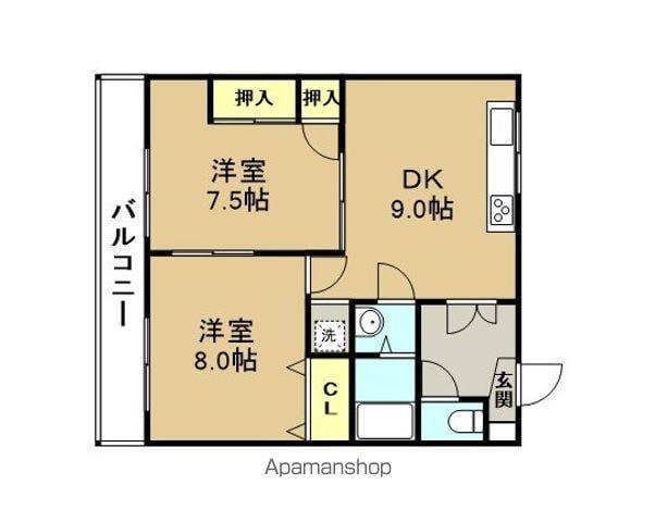 西田産業第6ビル(2LDK/4階)の間取り写真