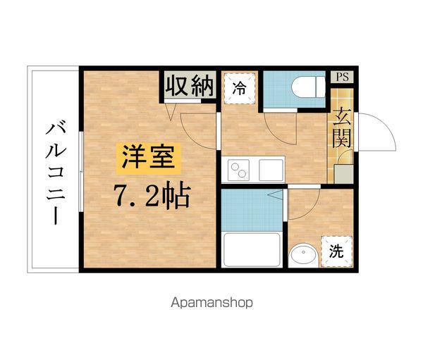 ジーメゾン八王子散田町(1K/3階)の間取り写真