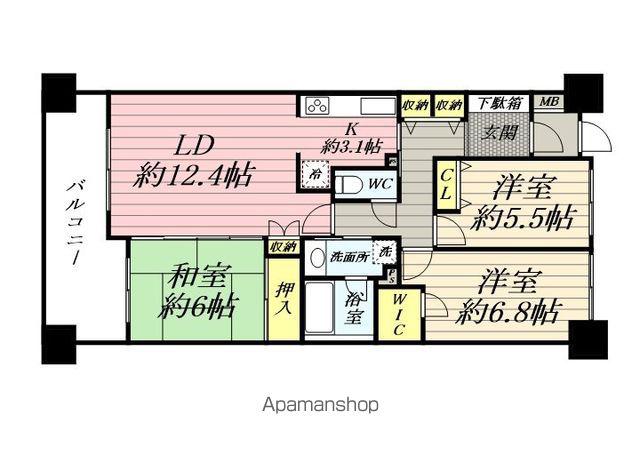 エストグランディール横浜鶴見(3LDK/1階)の間取り写真