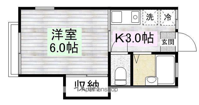 ジュネスハナブサ(1K/2階)の間取り写真