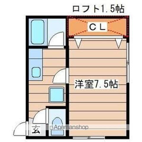 ホワイトキャッスル台原Ⅱ(1K/1階)の間取り写真