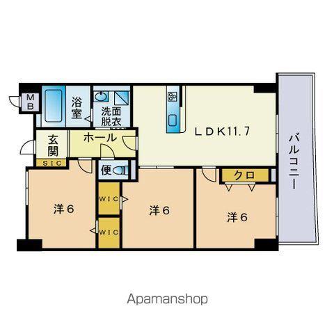 リオグランデ博多(3LDK/7階)の間取り写真