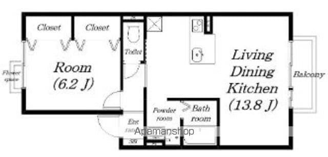 カーサ・フィーナ(1LDK/1階)の間取り写真