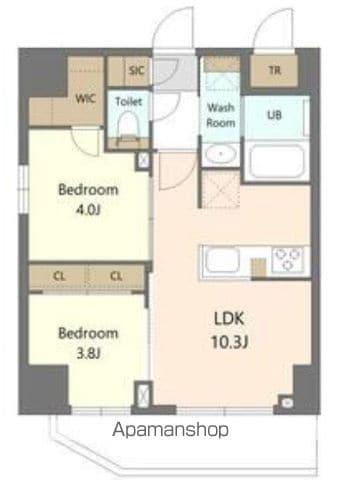 S-RESIDENCE浅草CLARITY(2LDK/9階)の間取り写真