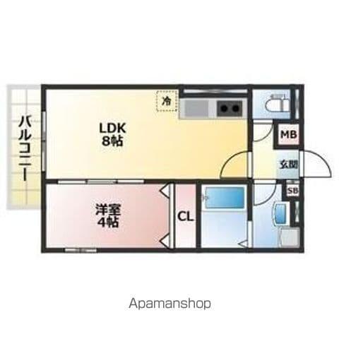 ALEGRIA北助松サウス(1LDK/3階)の間取り写真