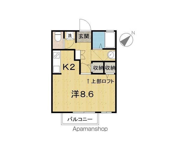 エンゼルハウスⅡ(1K/2階)の間取り写真