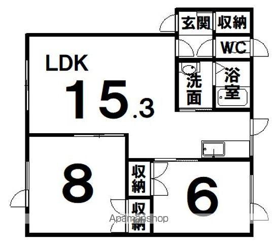 ハイツノースウイング(2LDK/1階)の間取り写真