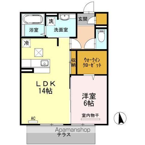 カーサ プリマヴェーラ(1LDK/1階)の間取り写真