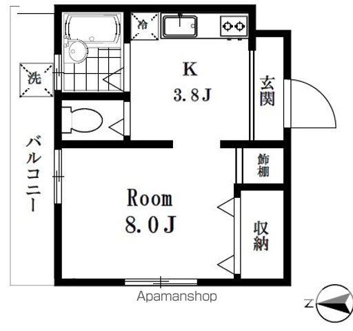 クレア浜田山(1K/2階)の間取り写真