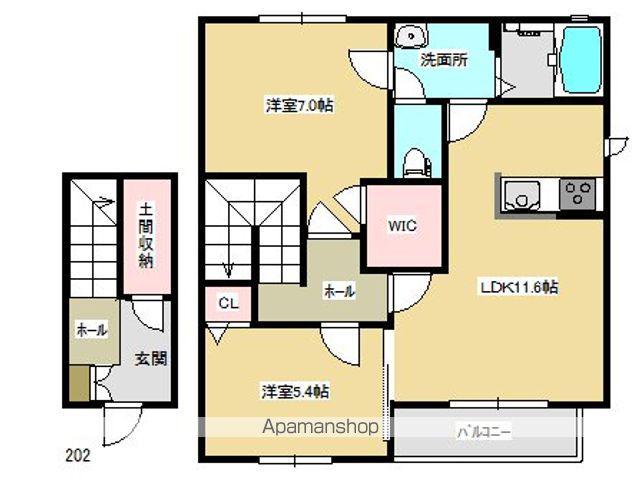 シャーメゾン作田(2LDK/2階)の間取り写真