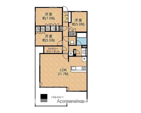 ル・サンク愛宕リバーテラス(3LDK/8階)の間取り写真