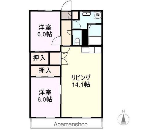 リバティハイツ(2LDK/3階)の間取り写真