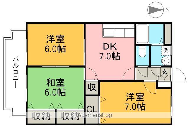 アドバンス(3DK/2階)の間取り写真